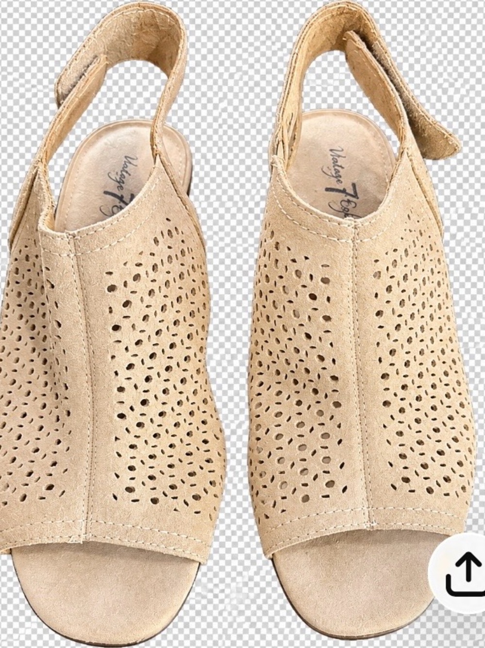 Perforated Open-Toe Slingback Mules in Taupe Size 10M